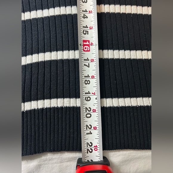 Lauren Ralph Lauren Striped Black White Striped Gold Toggle Sweater Women’s L - Picture 7 of 10